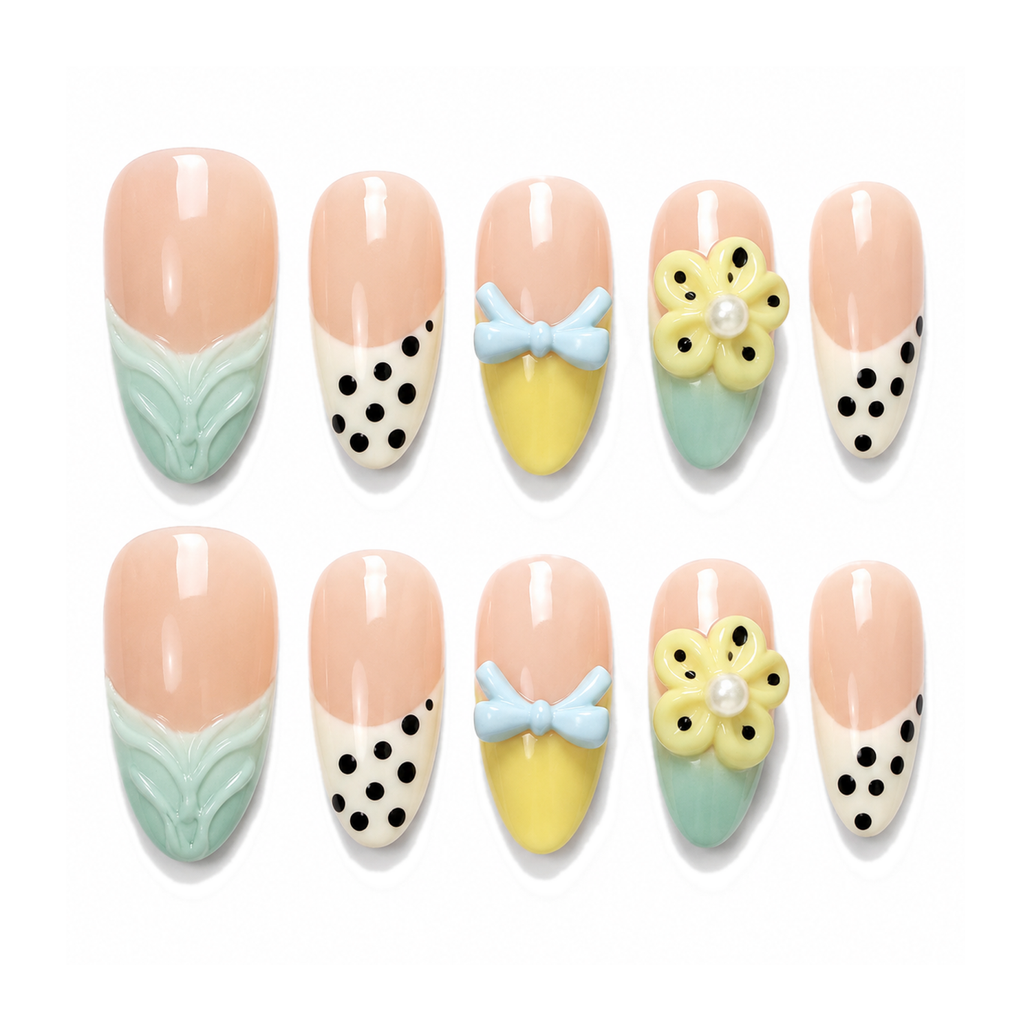 How to Apply H-011-E Handmade Floral Medium Almond Press-On at Home