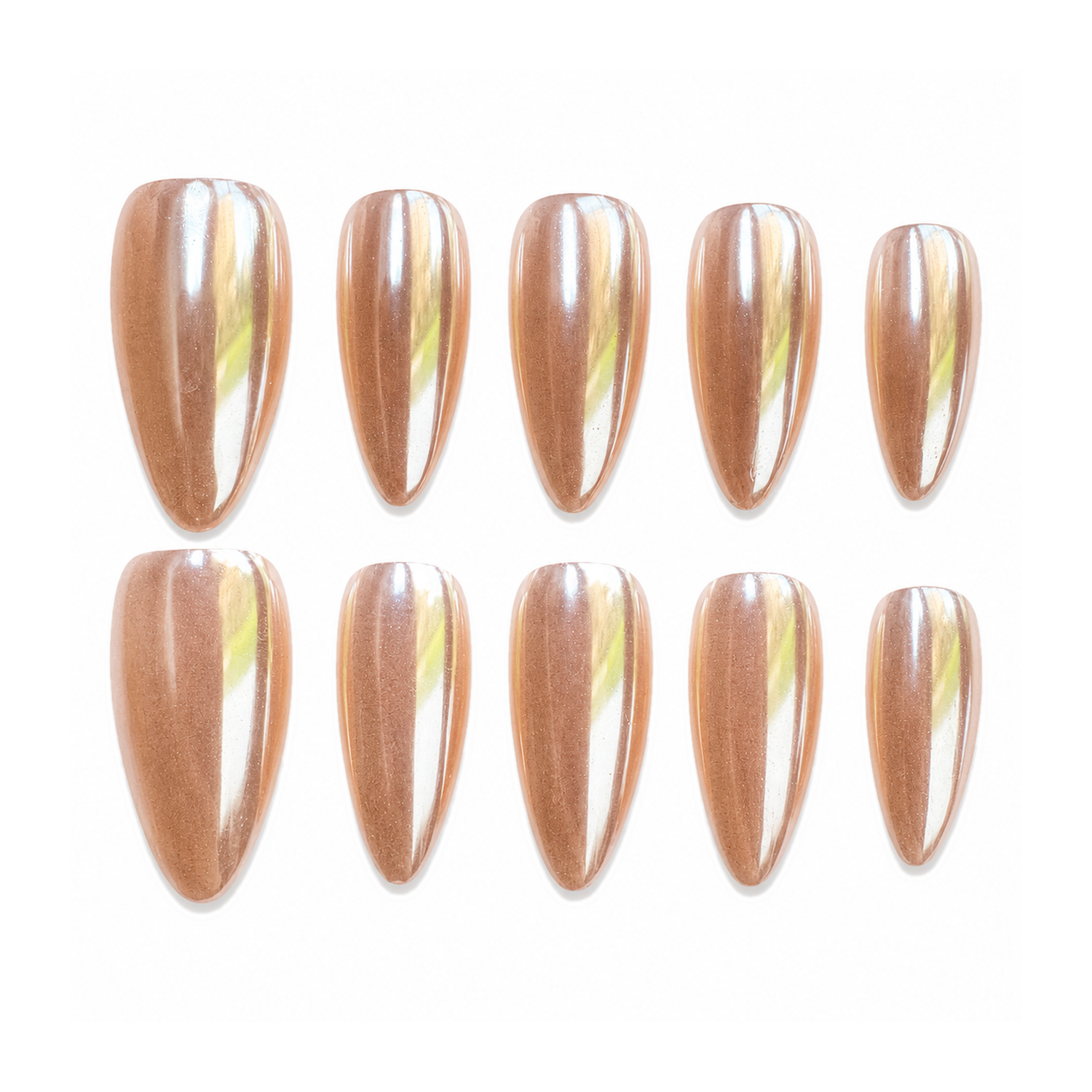 How to Apply J-002-E Handmade Mirror Medium Almond Press-On at Home