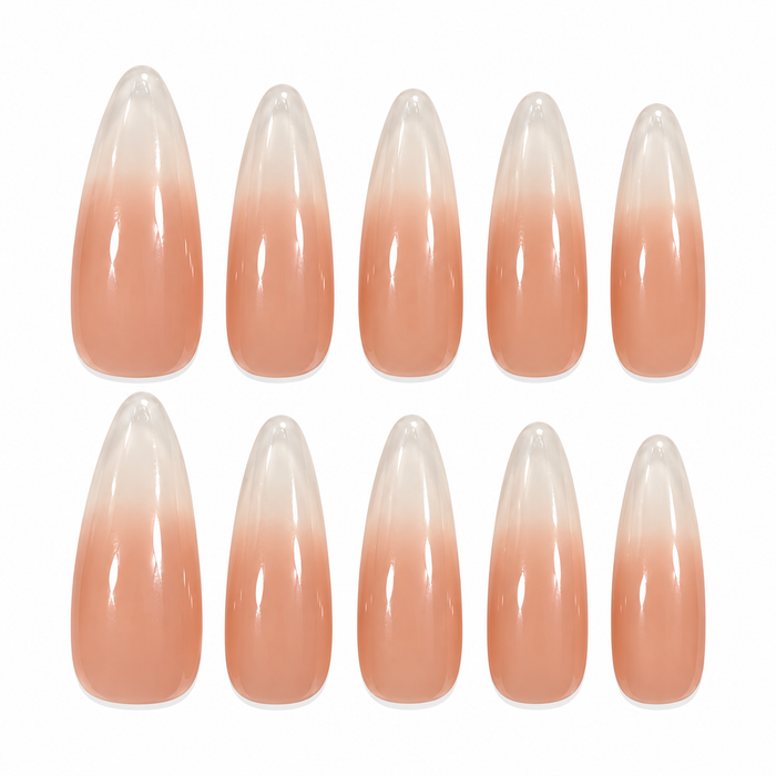 Nude Veil | Handcrafted Glossy Extra-Long Oval Press-On Nails