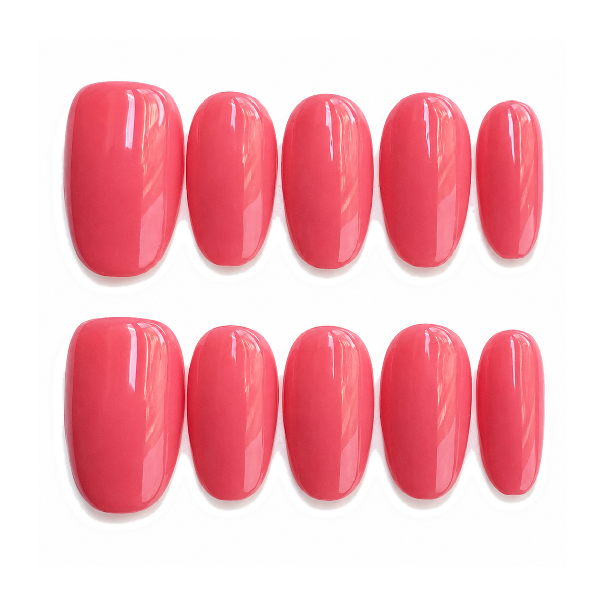 Coral Pink Glossy Short Oval Press-On Nails by UB2 BEAUTY