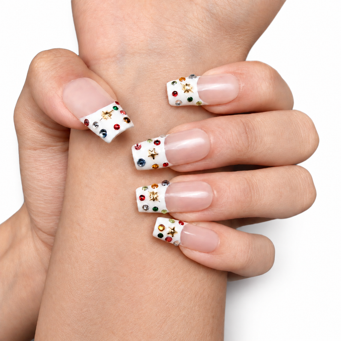 Confetti French — Square Press-On Nails