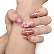 Rose Gold Floral Long Square Press-On Nails - product view 2