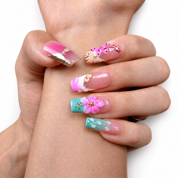 Candy Garden — Floral Square Press-On Nails