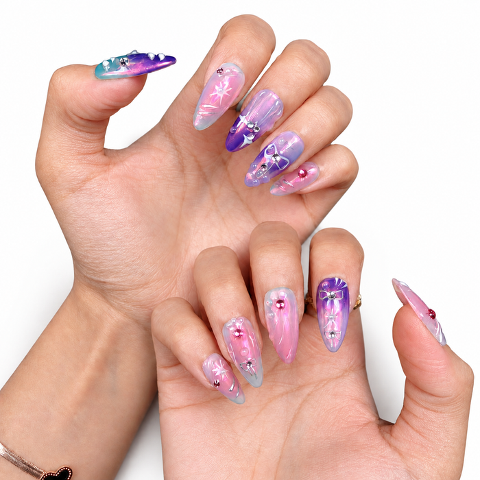 Violet Rush — Chrome Almond Press-On Nails