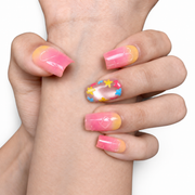 Sunset Ombre Star & Flower Medium Square Press-On Nails - product view 3