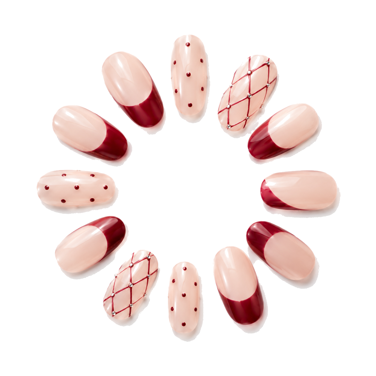 C-001-B Handmade Solid Color Short Squoval Press-On Nails - White background hand close-up view - UB2 BEAUTY