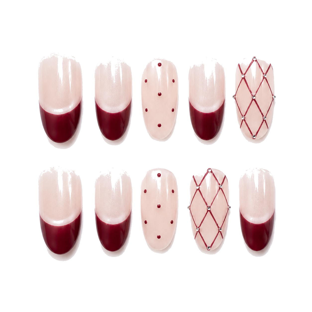 C-001-B Handmade Solid Color Short Squoval Press-On Nails - White background front view - UB2 BEAUTY