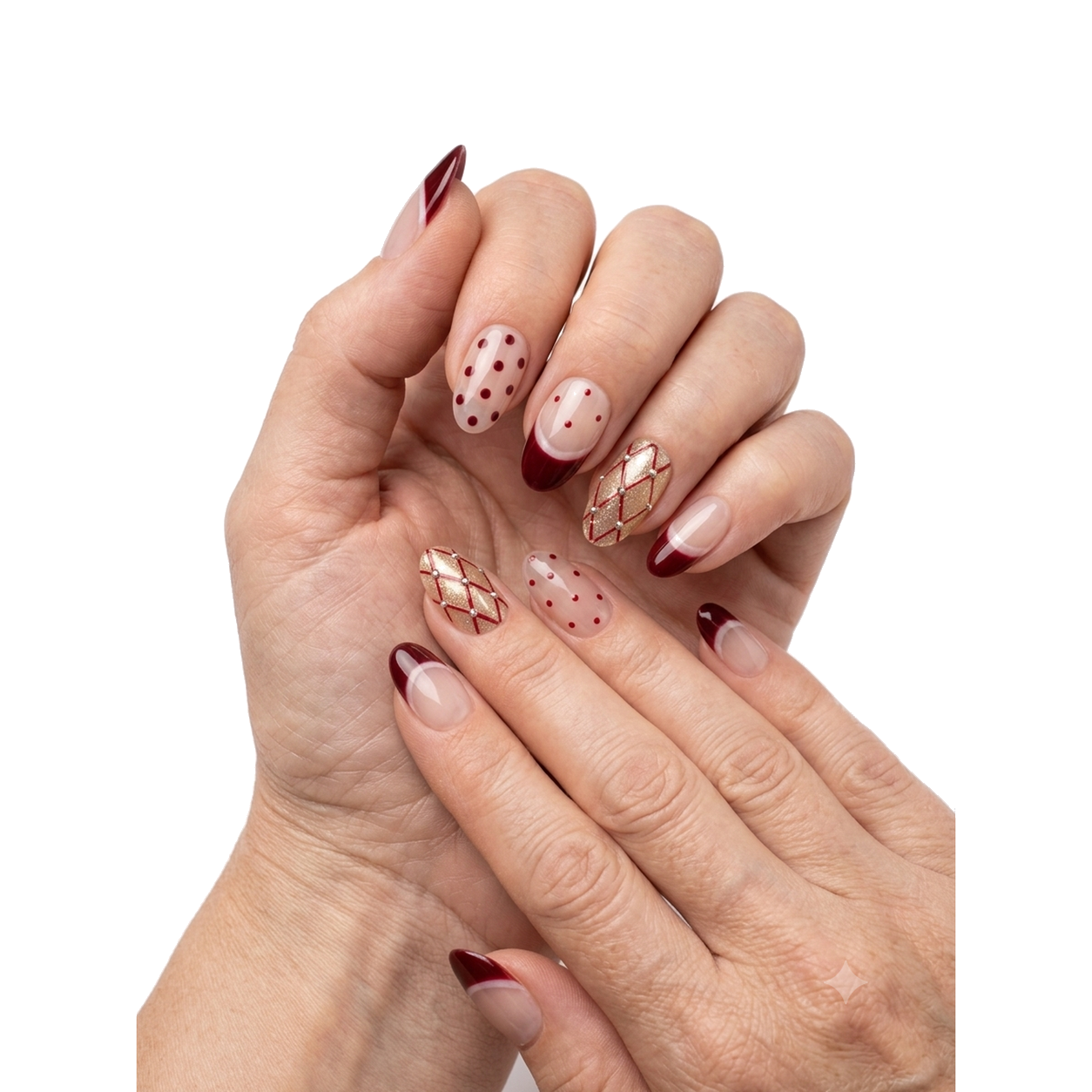 C-001-B Handmade Solid Color Short Squoval Press-On Nails - White background circular layout view - UB2 BEAUTY