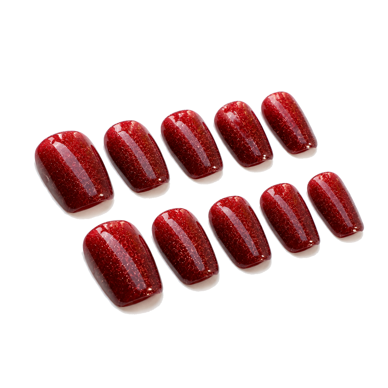 C-002-C Handmade Solid Color Short Almond Press-On Nails - White background 45-degree side view - UB2 BEAUTY