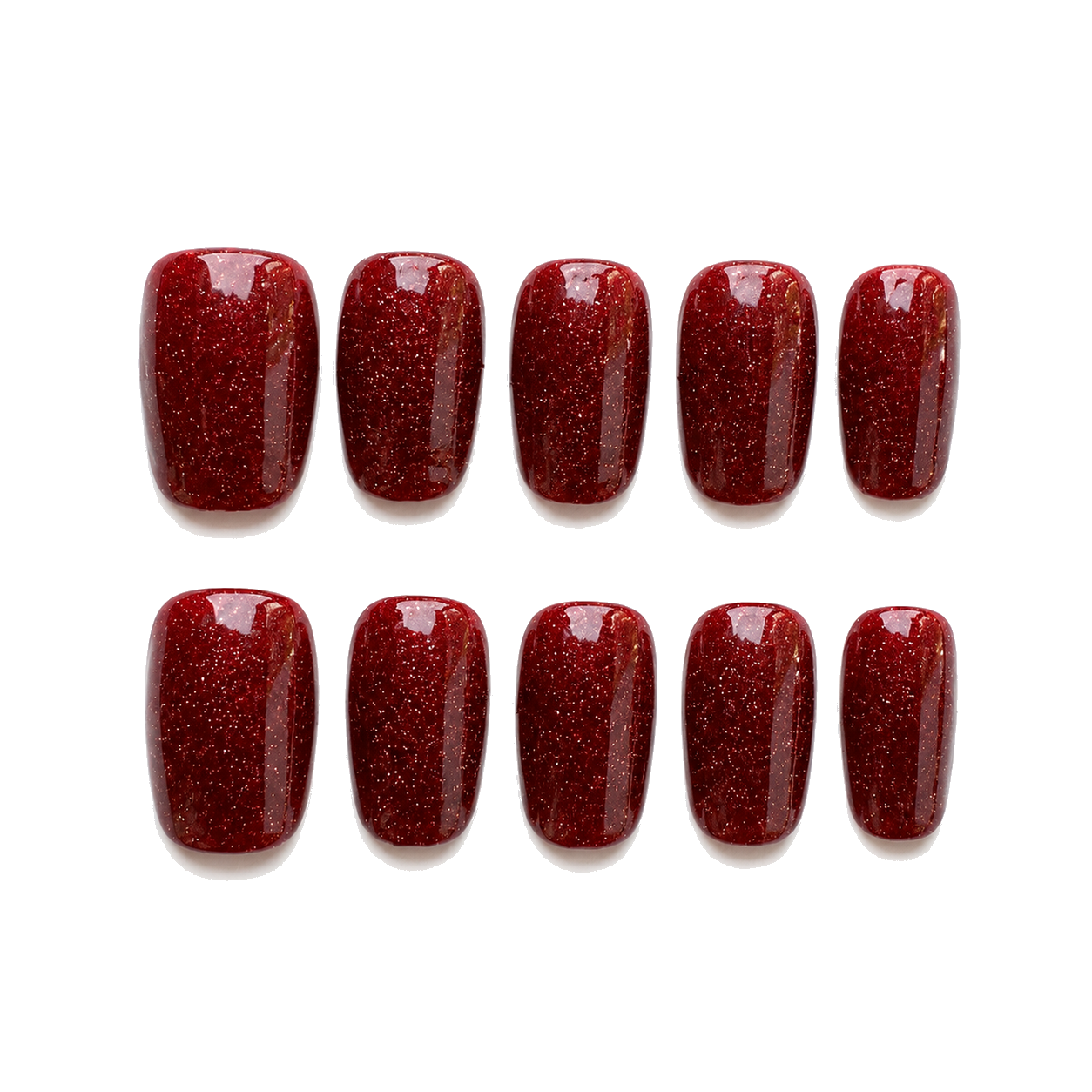 C-002-C Handmade Solid Color Short Almond Press-On Nails - White background front view - UB2 BEAUTY