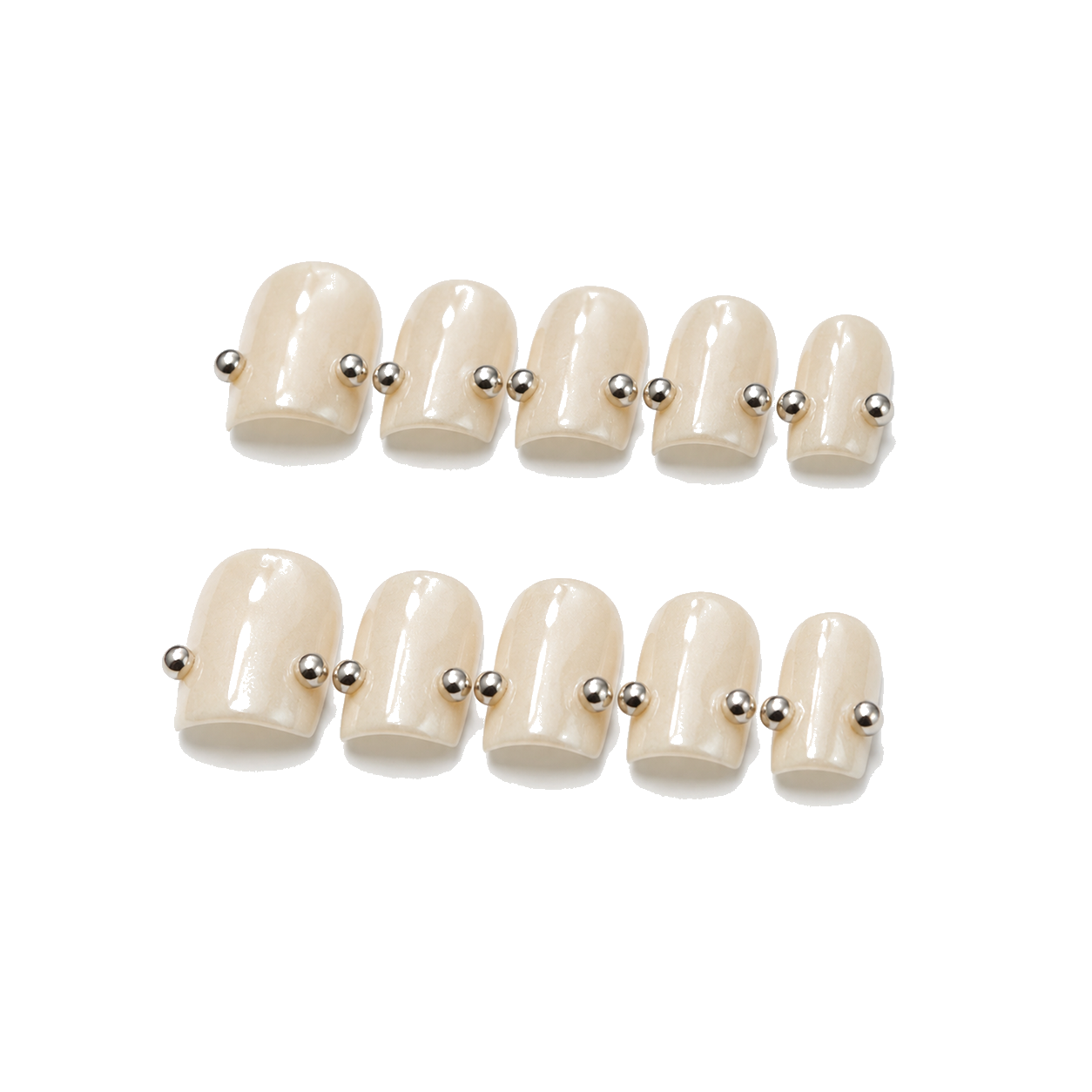 F-004-E Handmade French Medium Almond Press-On Nails - White background 45-degree side view - UB2 BEAUTY