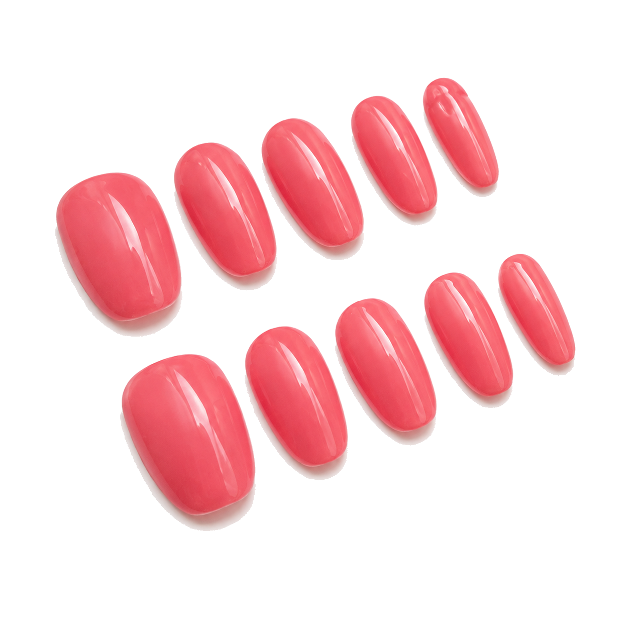 F-006-E Handmade French Medium Almond Press-On Nails - White background 45-degree side view - UB2 BEAUTY