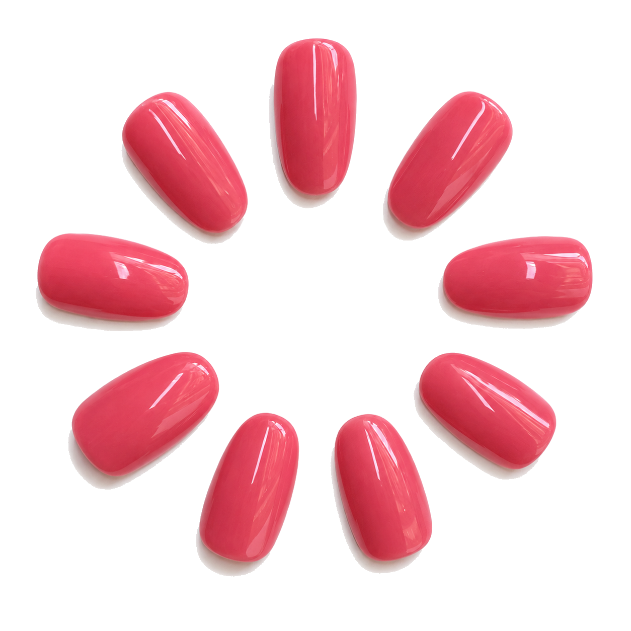 F-006-E Handmade French Medium Almond Press-On Nails - White background front view - UB2 BEAUTY