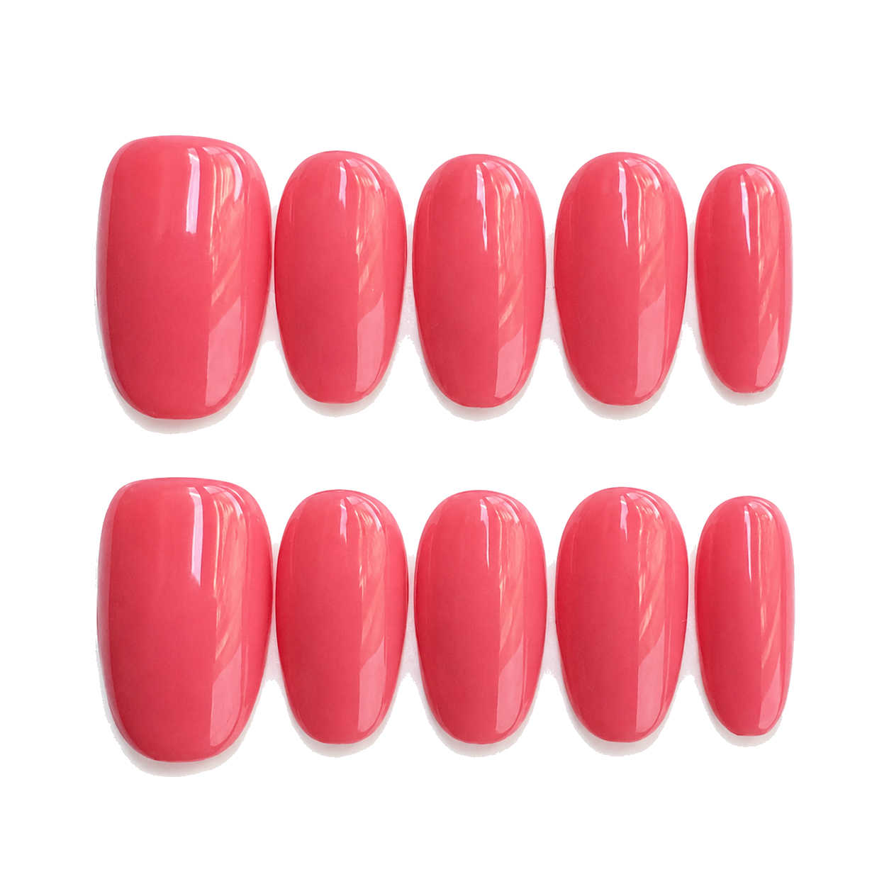 F-006-E Handmade French Medium Almond Press-On Nails - White background circular layout view - UB2 BEAUTY