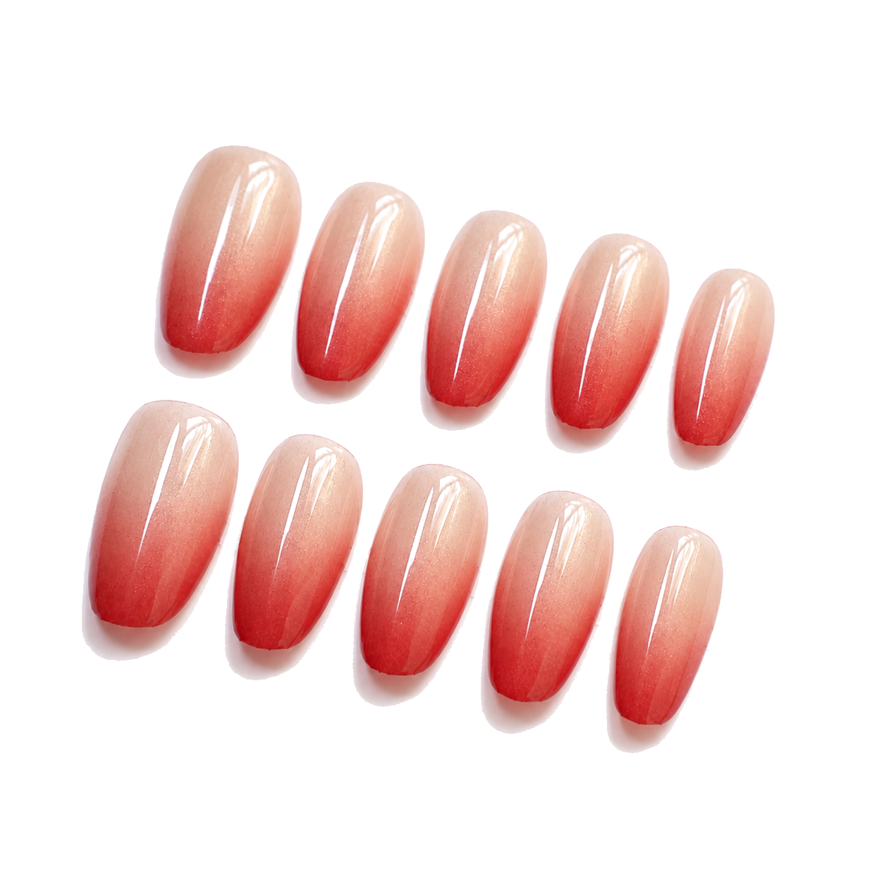 H-008-C Handmade Floral Short Almond Press-On Nails - White background 45-degree side view - UB2 BEAUTY