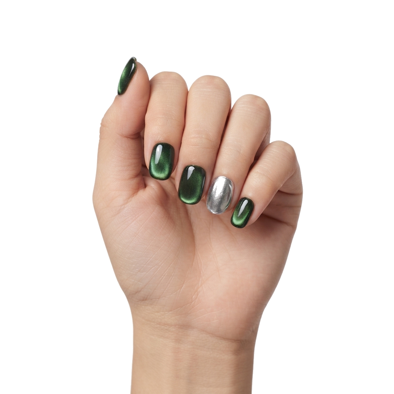 H-012-A Handmade Floral Short Square Press-On Nails - White background front view - UB2 BEAUTY