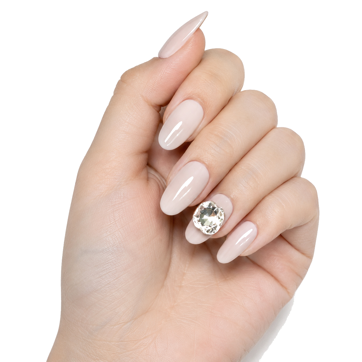 M-008-F Handmade Cat Eye Medium Pointed Oval Press-On Nails - White background circular layout view - UB2 BEAUTY