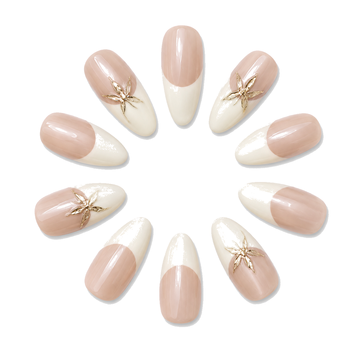 O-004-D Handmade Western Style Medium Square Press-On Nails - White background front view - UB2 BEAUTY