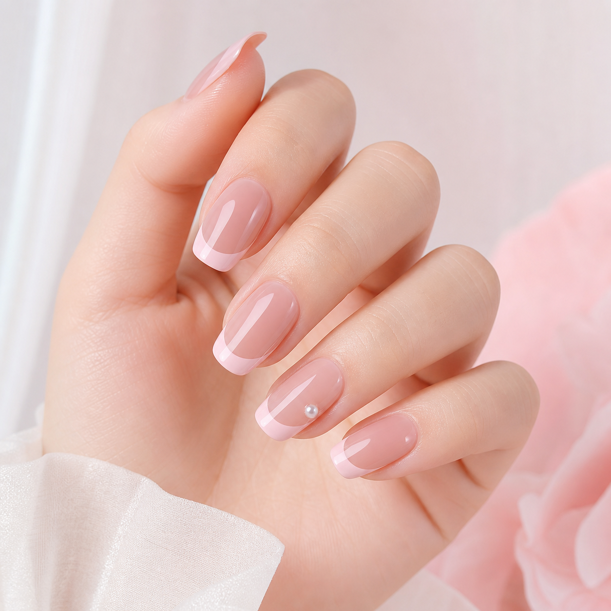 Press-on nails worn on hand, circle-safe composition