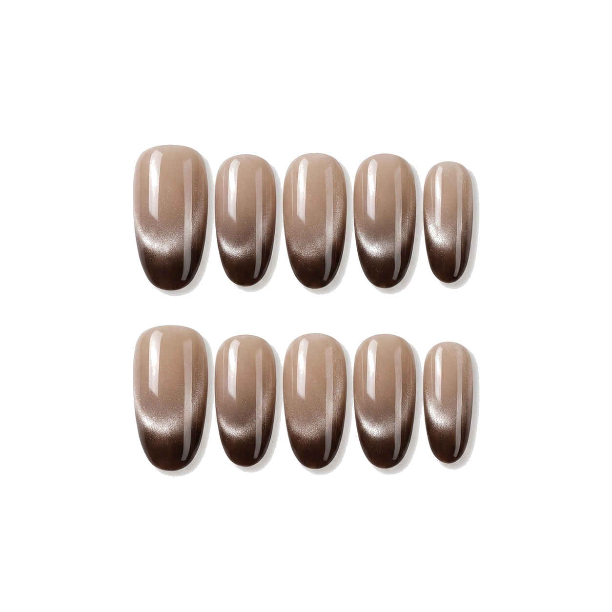 Y-001-E Handmade Y2K Medium Almond Press-On Nails - White background front view - UB2 BEAUTY