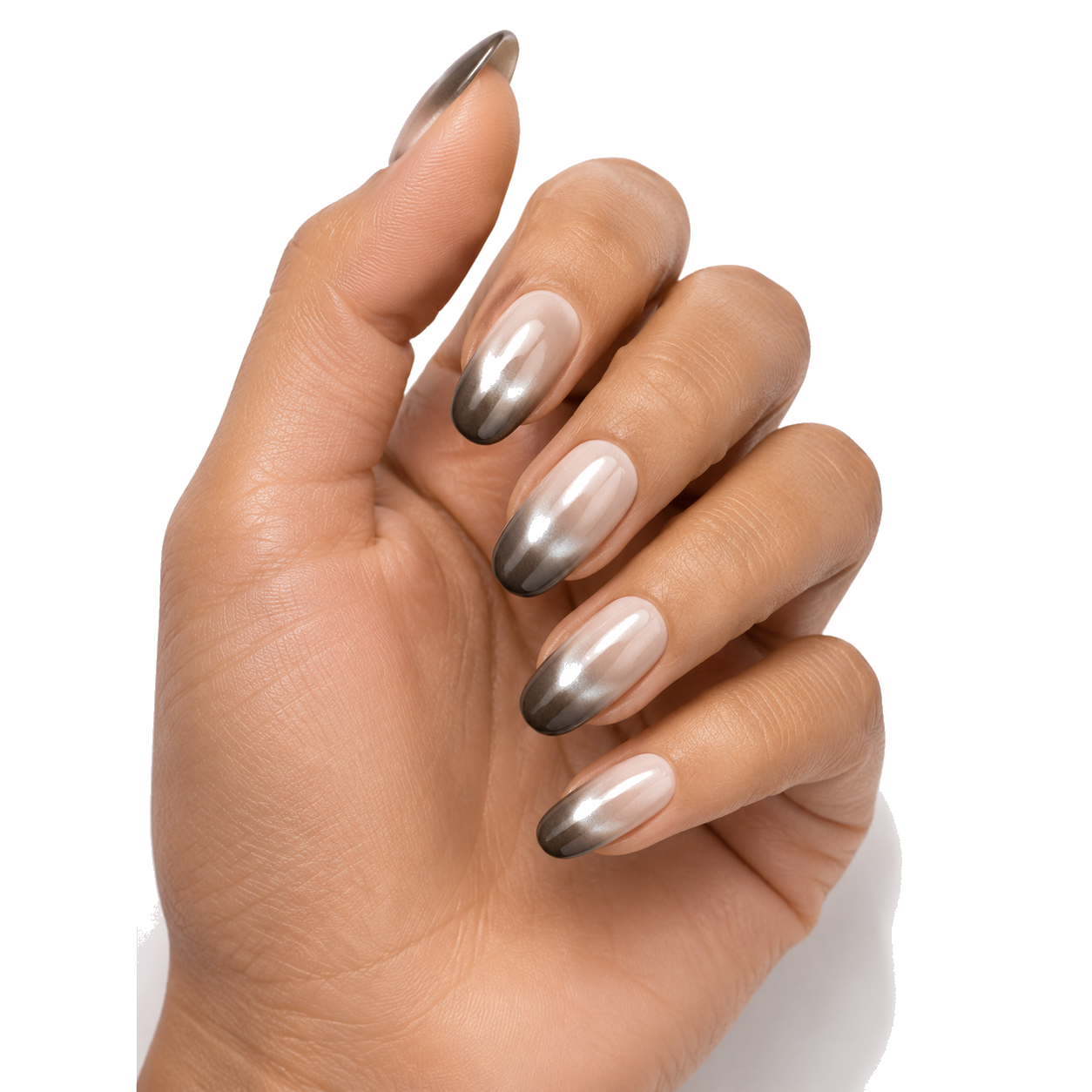 Y-001-E Handmade Y2K Medium Almond Press-On Nails - White background circular layout view - UB2 BEAUTY